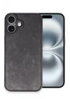 Mey İthalat®   iPhone 16 Plus Kılıf Aras Deri Kapak - Siyah