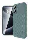 Mey İthalat®   iPhone 16 Plus Kılıf Auto Focus Karbon Kapak - Koyu Yeşil