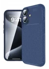 Mey İthalat®   iPhone 16 Plus Kılıf Auto Focus Karbon Kapak - Lacivert