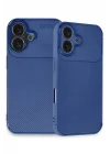 Mey İthalat®   iPhone 16 Plus Kılıf Auto Focus Karbon Kapak - Lacivert