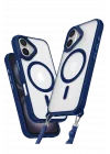 Mey İthalat®  iPhone 16 Plus Kılıf Enka Magsafe Silikon Kılıf - Lacivert