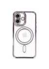 Mey İthalat®   iPhone 16 Plus Kılıf Joke Simli Magneticsafe Kılıf - Derin Mor