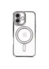 Mey İthalat®   iPhone 16 Plus Kılıf Joke Simli Magneticsafe Kılıf - Gri
