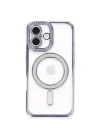Mey İthalat®   iPhone 16 Plus Kılıf Joke Simli Magneticsafe Kılıf - Mavi