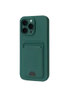 Mey İthalat®   iPhone 16 Plus Kılıf Kelvin Kartvizitli Silikon - Koyu Yeşil