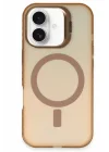 Mey İthalat®   iPhone 16 Plus Kılıf Primera Magsafe Standlı Kapak - Gold