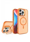Mey İthalat®  iPhone 16 Pro Flet Lens Magsafe Kapak - Turuncu
