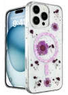 Mey İthalat®   iPhone 16 Pro Kılıf Daisy Simli Magsafe Kapak - Mor