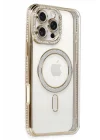 Mey İthalat®   iPhone 16 Pro Kılıf Joke Simli Magneticsafe Kılıf - Gold