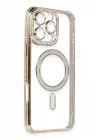 Mey İthalat®   iPhone 16 Pro Kılıf Joke Simli Magneticsafe Kılıf - Gold
