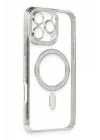 Mey İthalat®   iPhone 16 Pro Kılıf Joke Simli Magneticsafe Kılıf - Gümüş
