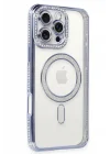 Mey İthalat®   iPhone 16 Pro Kılıf Joke Simli Magneticsafe Kılıf - Mavi