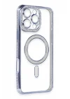 Mey İthalat®   iPhone 16 Pro Kılıf Joke Simli Magneticsafe Kılıf - Mavi