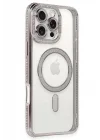 Mey İthalat®   iPhone 16 Pro Kılıf Joke Simli Magneticsafe Kılıf - Pembe