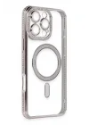 Mey İthalat®   iPhone 16 Pro Kılıf Joke Simli Magneticsafe Kılıf - Pembe