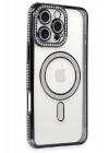 Mey İthalat®   iPhone 16 Pro Kılıf Joke Simli Magneticsafe Kılıf - Siyah