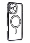 Mey İthalat®   iPhone 16 Pro Kılıf Joke Simli Magneticsafe Kılıf - Siyah