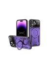 Mey İthalat®   iPhone 16 Pro Kılıf Joy Lens Standlı Kapak - Mor