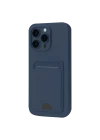 Mey İthalat®   iPhone 16 Pro Kılıf Kelvin Kartvizitli Silikon - Lacivert