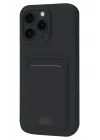 Mey İthalat®   iPhone 16 Pro Kılıf Kelvin Kartvizitli Silikon - Siyah