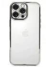 Mey İthalat®   iPhone 16 Pro Kılıf  Lensli Silikon - Gümüş
