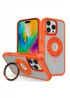 Mey İthalat®  iPhone 16 Pro Max Banza Magsafe Standlı Kapak - Turuncu