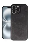 Mey İthalat®   iPhone 16 Pro Max Kılıf Aras Deri Kapak - Siyah