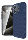 Mey İthalat®   iPhone 16 Pro Max Kılıf Auto Focus Karbon Kapak - Lacivert