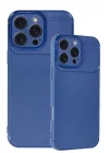 Mey İthalat®   iPhone 16 Pro Max Kılıf Auto Focus Karbon Kapak - Lacivert