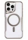 Mey İthalat®   iPhone 16 Pro Max Kılıf Boyi Magsafe Silikon Kapak - Gümüş