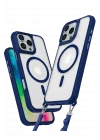 Mey İthalat®  iPhone 16 Pro Max Kılıf Enka Magsafe Silikon Kılıf - Lacivert