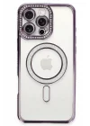 Mey İthalat®   iPhone 16 Pro Max Kılıf Joke Simli Magneticsafe Kılıf - Derin Mor