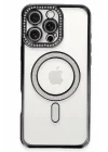 Mey İthalat®   iPhone 16 Pro Max Kılıf Joke Simli Magneticsafe Kılıf - Siyah