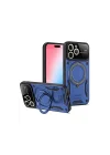 Mey İthalat®   iPhone 16 Pro Max Kılıf Joy Lens Standlı Kapak - Lacivert