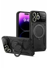 Mey İthalat®   iPhone 16 Pro Max Kılıf Joy Lens Standlı Kapak - Siyah