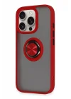 Mey İthalat®   iPhone 16 Pro Max Kılıf Montreal Yüzüklü Silikon Kapak - Kırmızı