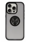 Mey İthalat®   iPhone 16 Pro Max Kılıf Montreal Yüzüklü Silikon Kapak - Siyah