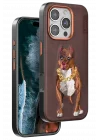 Mey İthalat®  iPhone 16 Pro Perma Desenli Kapak - Kahverengi
