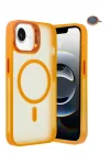 Mey İthalat®  iPhone 16E Flet Lens Magsafe Kapak - Turuncu