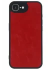 Mey İthalat®  iPhone 16E Kılıf Aras Deri Kapak - Kırmızı