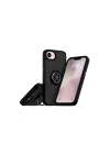 Mey İthalat®   iPhone 16E Kılıf Montreal Yüzüklü Silikon Kapak - Siyah