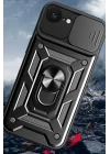Mey İthalat®   iPhone 16E Kılıf Pars Lens Yüzüklü Silikon - Kırmızı