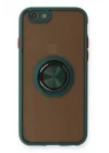 Mey İthalat®  iPhone 6 Kılıf Montreal Yüzüklü Silikon Kapak - Yeşil