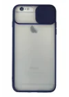 Mey İthalat®  iPhone 6 Plus Kılıf Palm Buzlu Kamera Sürgülü Silikon - Lacivert