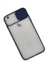 Mey İthalat®  iPhone 6 Plus Kılıf Palm Buzlu Kamera Sürgülü Silikon - Lacivert