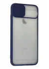 Mey İthalat®  iPhone 6 Plus Kılıf Palm Buzlu Kamera Sürgülü Silikon - Lacivert