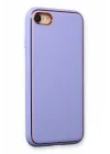 Mey İthalat®  iPhone 7 Kılıf Coco Deri Silikon Kapak - Açık Lila