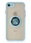 Mey İthalat®  iPhone 7 Kılıf Montreal Yüzüklü Silikon Kapak - Buz Mavi