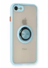 Mey İthalat®  iPhone 7 Kılıf Montreal Yüzüklü Silikon Kapak - Buz Mavi