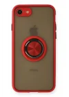 Mey İthalat®  iPhone 7 Kılıf Montreal Yüzüklü Silikon Kapak - Kırmızı